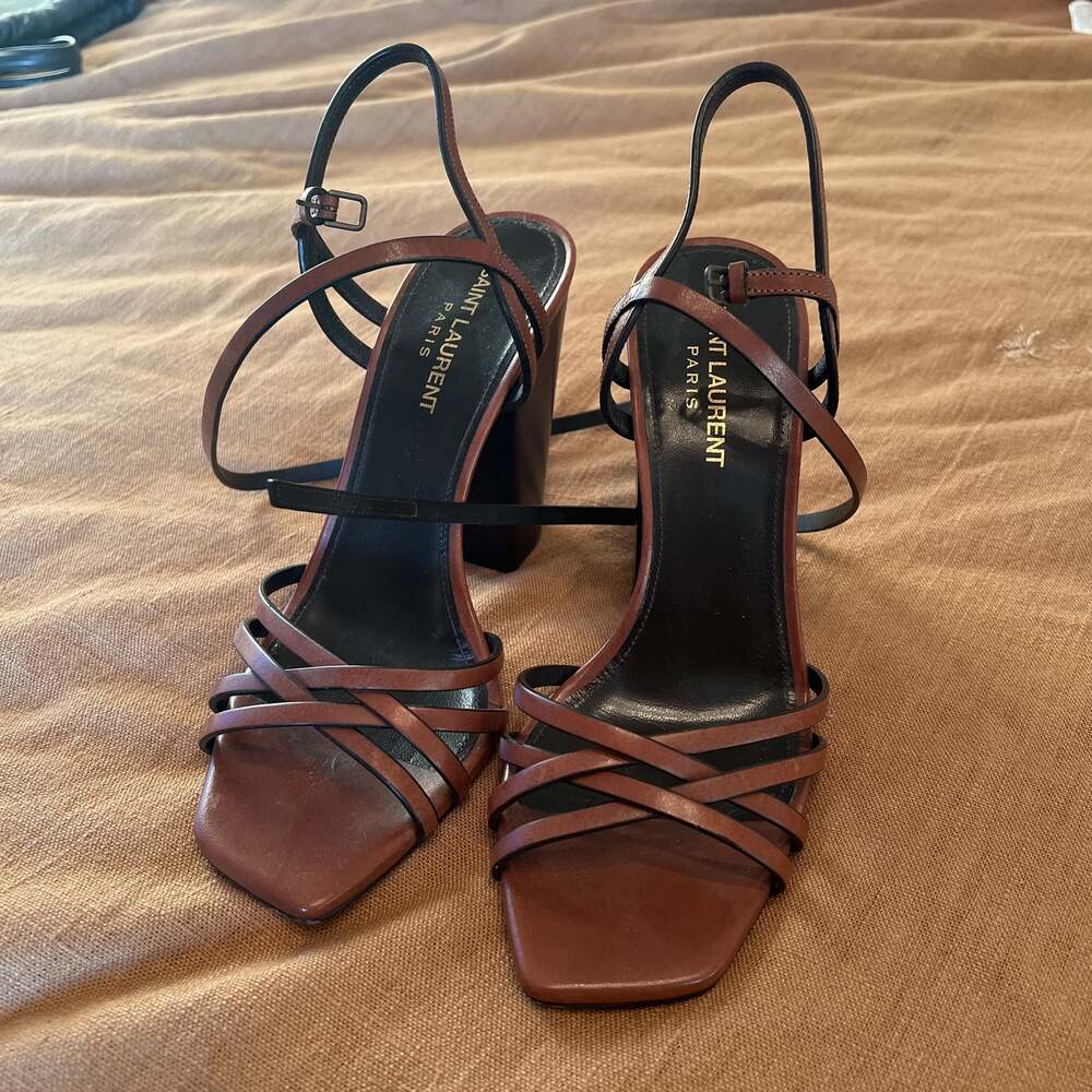 Saint Laurent Oak Crisscross Sandals - Picture 2 of 7